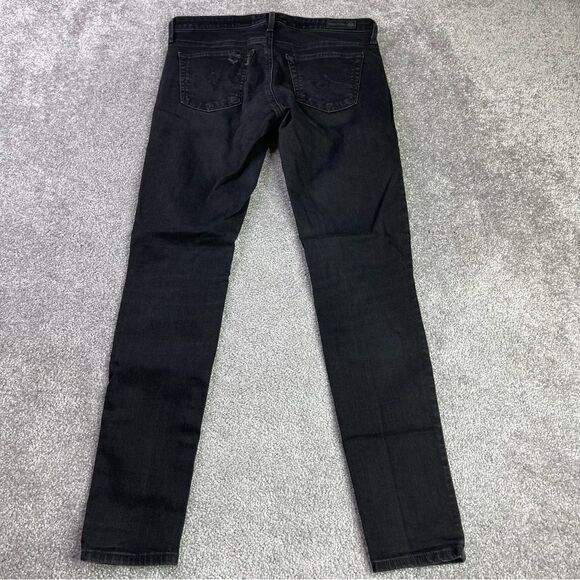 Ag Adriano Goldschmied Jeans Women's 28 Black Super Skinny Ankle Low Rise Ripped - Picture 3 of 13